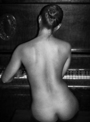 Music is nude, sensual women playing an instrument