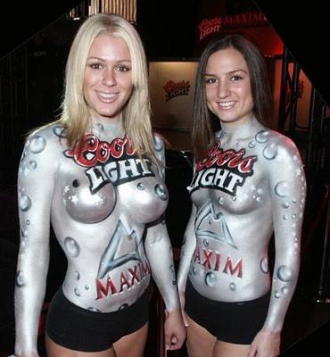 Hot chicks advertising their favorite beer