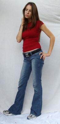 Me in Tight Blue Jeans and red top