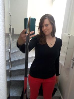 German Slut Julia - Black Top Red Pants