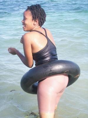 Yellow Booty Kenyan Girl Swimming