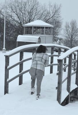 Sans fond dehors dans la neige