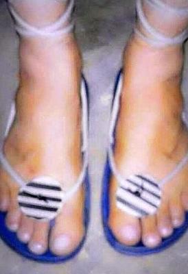 My sissy fag self in homemade sandals