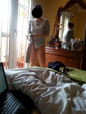 voyeur: wife dressing in pantyhose