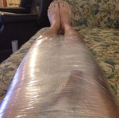 Male saran wrapped