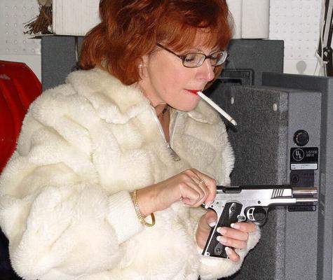 Sexy Redhead Mature in Furs, Boots, Stockings