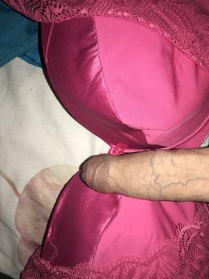 Pink satin bra fun