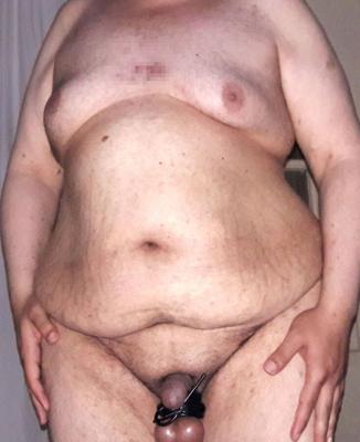 Bear smooth fat chubby body on display