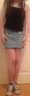 Sissy in denim mini skirt