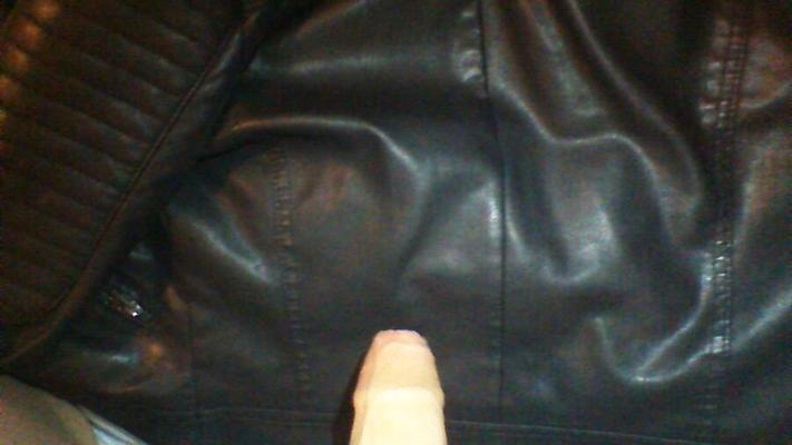 Cumming on Leather jacket