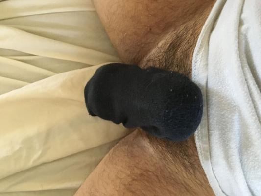 small black sock & pre cum