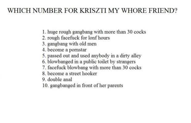 PICK A NUMBER FOR KRISZTI MY WHORE FRIEND