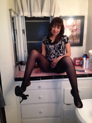 Woman in black pantyhose