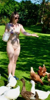 nudists and animals  farm animal