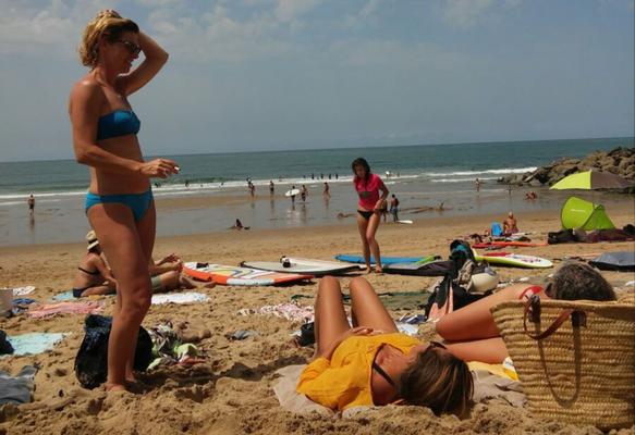 French MILF on the beach