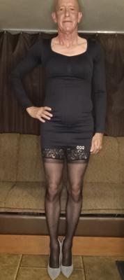 Faggot Andrew Brown in a little black dress