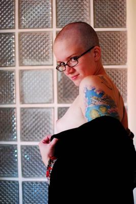 shaved head short haired tattooed emo suicide girl /w small tits