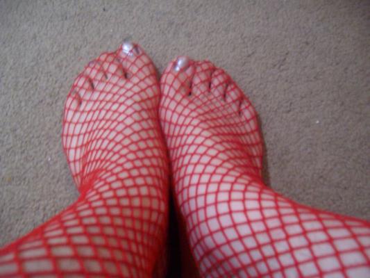 My cute legs and feet in fishnets.