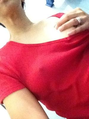 My Asian wife in red top