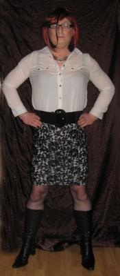 Sissy Sheryl in a lacy skirt and blouse