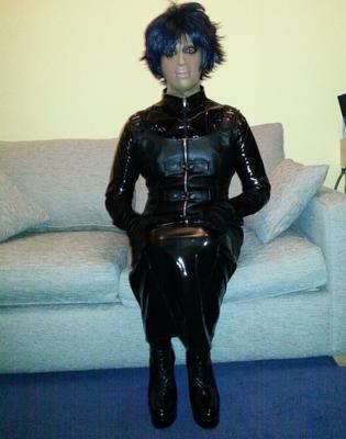 Black PVC Hobble Dress & Blue Hair