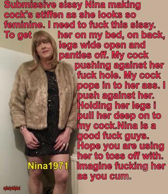 Nina captioned showing what a sissy slut she is