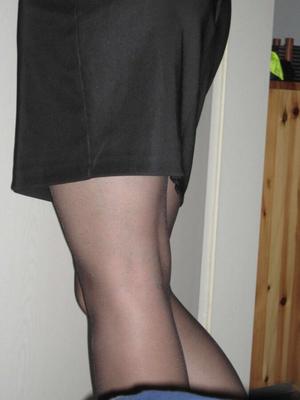 tan tights & black stockings