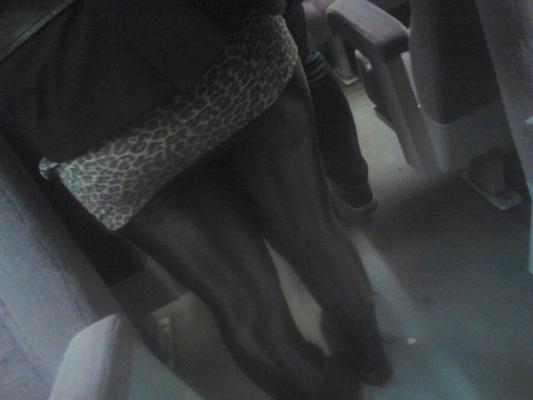 Leggings und Leopardenkleid im Zug