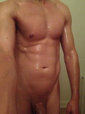 Oiled up body and big fat penis