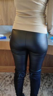 Slut gf whore overknees short skirt, leather pants, public bitch