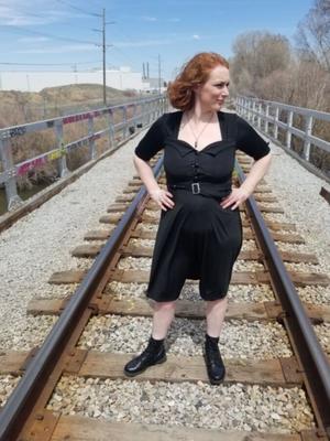 Chubby Redhead In A Black Dress