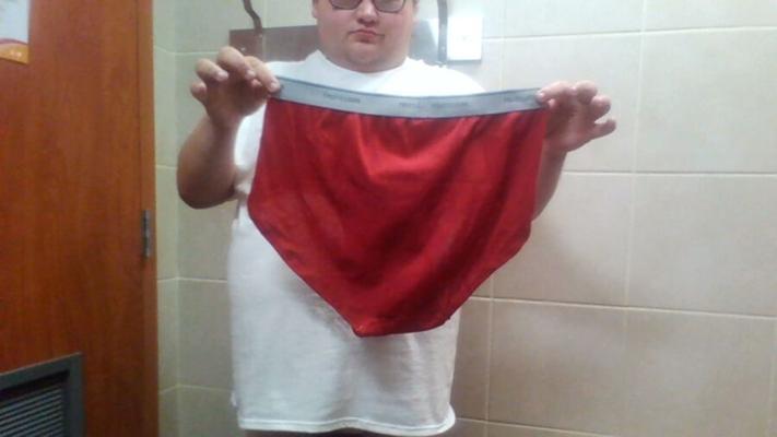 Thomas Holding His Underwear