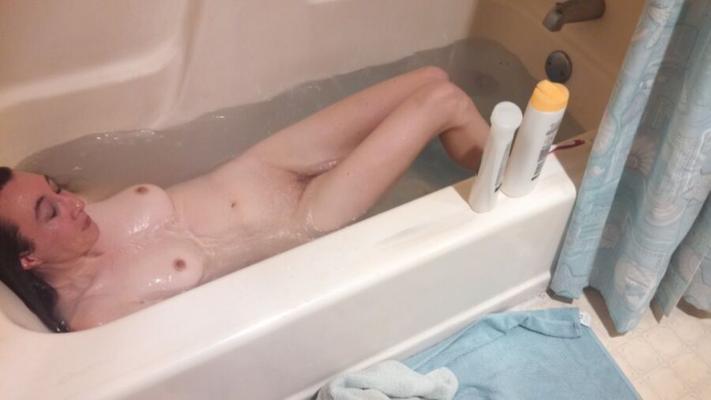 my hot wife taking hot bath during big ice storm.