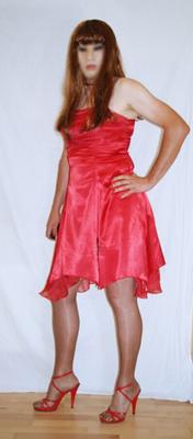 Red satin dress