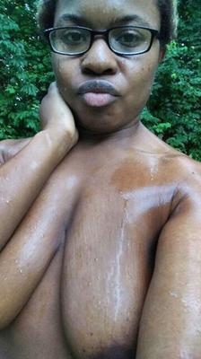 Black Cutie Takes Selfies Naked Outside