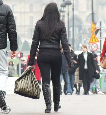 Candid Street In Paris: Black Leggings