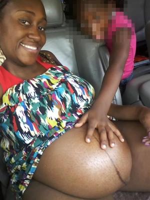 Nice pregnant ebony mom