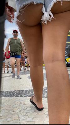 Candid Great Legs Ass Cheeks Shorts 