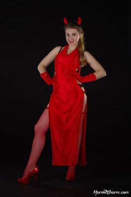 Marvelous Monica devilish red witch too hot to keep her dress 