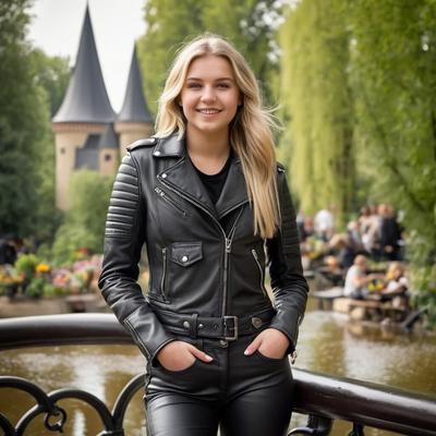 A.I. Blond posing girl in Leather