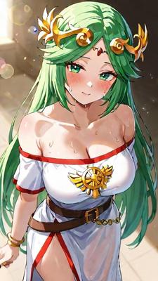 Palutena (Kid Icarus) Cosplay Girl Having Fun On The Bitch