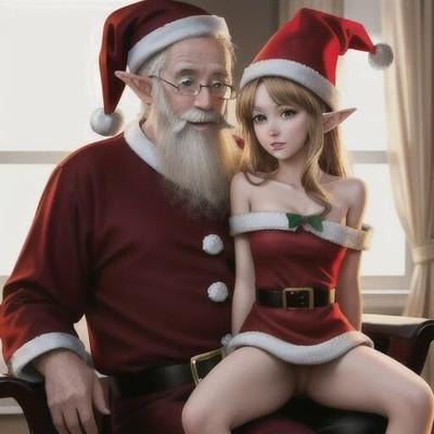 IA generada 560: Santa, Sra. Santa, hermana de la Sra. Santa, elfos