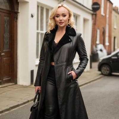 A.I. Jorgie Porter con abrigo de cuero