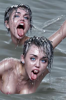 Miley Ray Cyrus molhada e selvagem