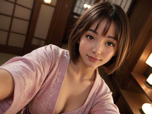 温泉街の優しい日本人娘