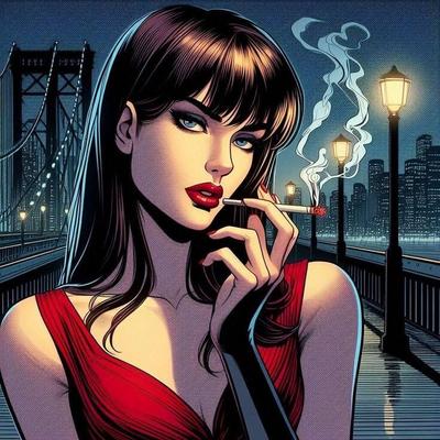 SMOKING GIRL ART