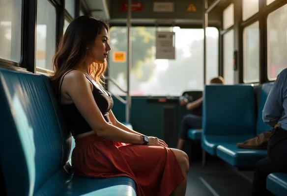 chica en el autobús