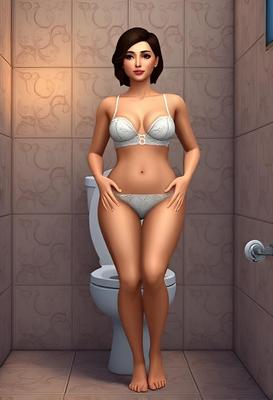 Sims-Frau in der Toilette