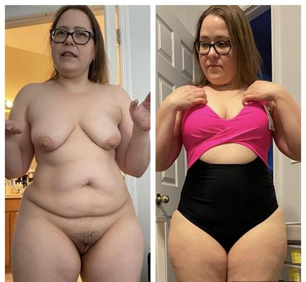 Femme au gros cul ignorant essayant des maillots de bain