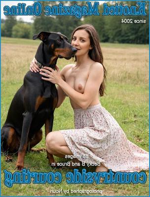 AI brunette and dog magazine covers